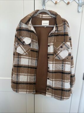 Thread & Supply Brown and White Plaid Shacket